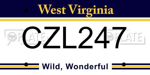 CZL247 West Virginia License Plate