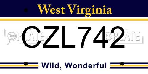 CZL742 West Virginia License Plate