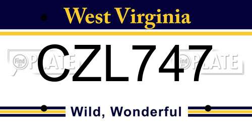CZL747 West Virginia License Plate