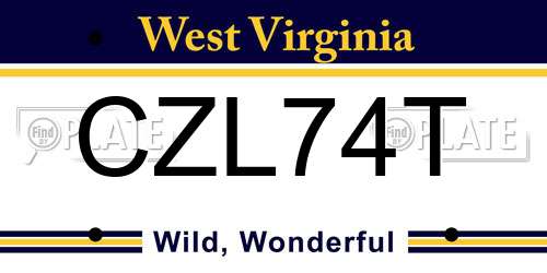 CZL74T West Virginia License Plate