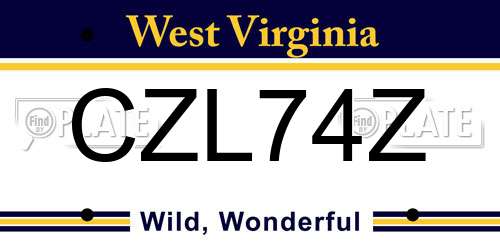 CZL74Z West Virginia License Plate