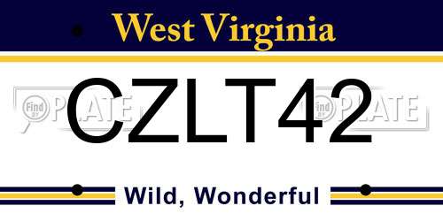 CZLT42 West Virginia License Plate