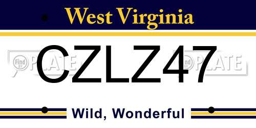 CZLZ47 West Virginia License Plate