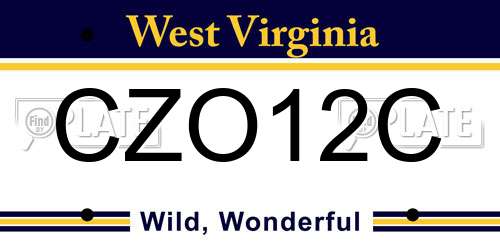 CZO12C West Virginia License Plate