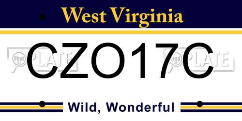 CZO17C West Virginia License Plate