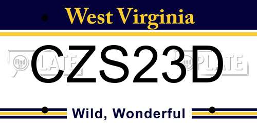 CZS23D West Virginia License Plate