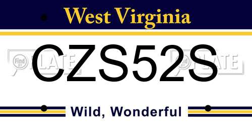 CZS52S West Virginia License Plate