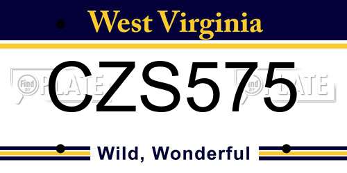 CZS575 West Virginia License Plate