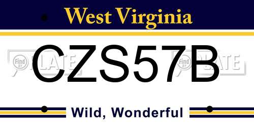 CZS57B West Virginia License Plate