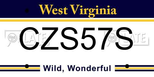 CZS57S West Virginia License Plate
