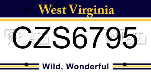 CZS6795 West Virginia License Plate