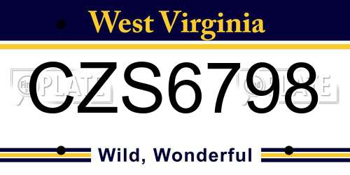 CZS6798 West Virginia License Plate