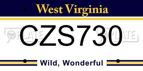 CZS730 West Virginia License Plate
