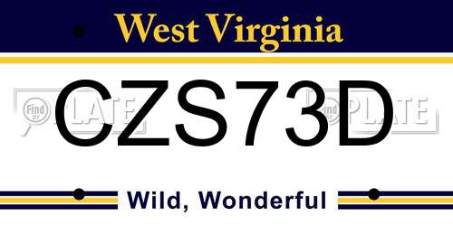 CZS73D West Virginia License Plate