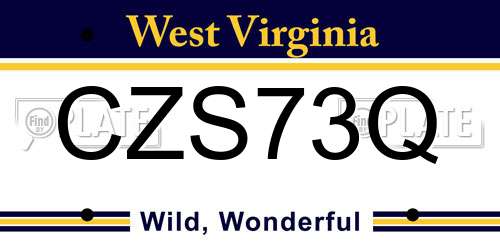 CZS73Q West Virginia License Plate