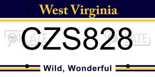 CZS828 West Virginia License Plate
