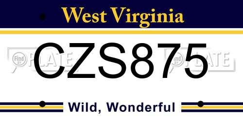 CZS875 West Virginia License Plate