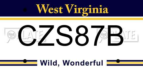 CZS87B West Virginia License Plate