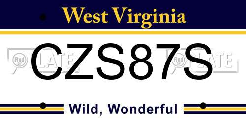 CZS87S West Virginia License Plate