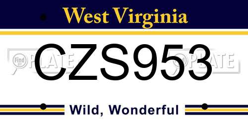 CZS953 West Virginia License Plate
