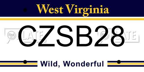 CZSB28 West Virginia License Plate