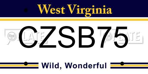CZSB75 West Virginia License Plate