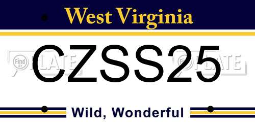 CZSS25 West Virginia License Plate