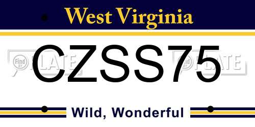 CZSS75 West Virginia License Plate