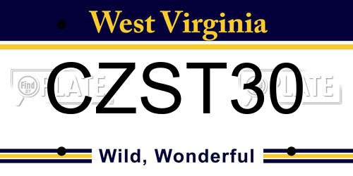 CZST30 West Virginia License Plate
