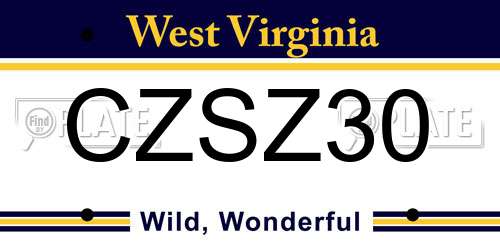 CZSZ30 West Virginia License Plate