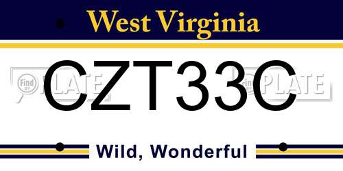 CZT33C West Virginia License Plate