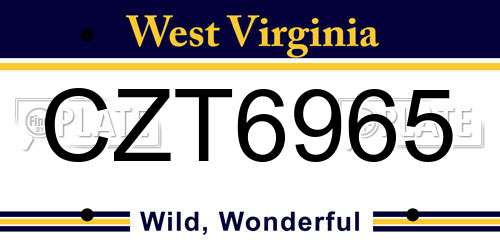 CZT6965 West Virginia License Plate