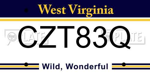 CZT83Q West Virginia License Plate