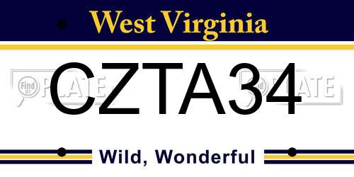 CZTA34 West Virginia License Plate