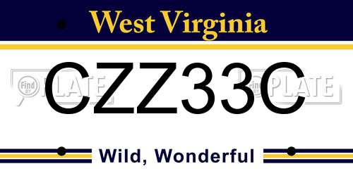 CZZ33C West Virginia License Plate