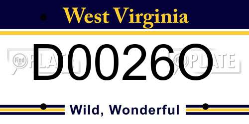 D0026O West Virginia License Plate