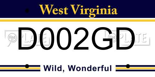 D002GD West Virginia License Plate