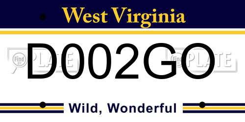 D002GO West Virginia License Plate