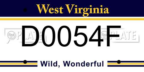 D0054F West Virginia License Plate