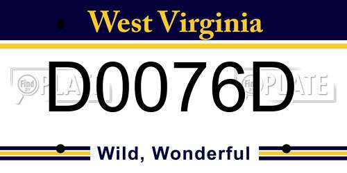 D0076D West Virginia License Plate