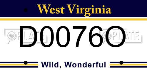 D0076O West Virginia License Plate