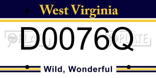 D0076Q West Virginia License Plate