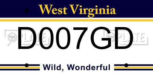 D007GD West Virginia License Plate