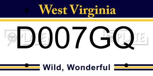 D007GQ West Virginia License Plate