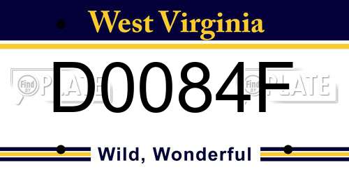 D0084F West Virginia License Plate
