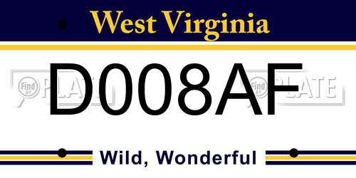 D008AF West Virginia License Plate