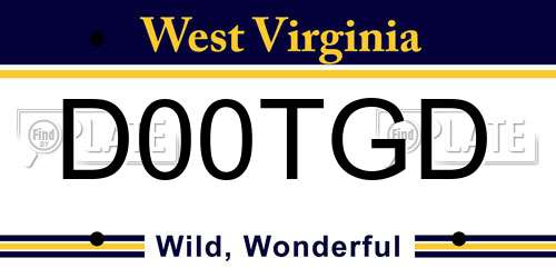 D00TGD West Virginia License Plate