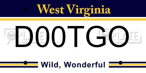 D00TGO West Virginia License Plate
