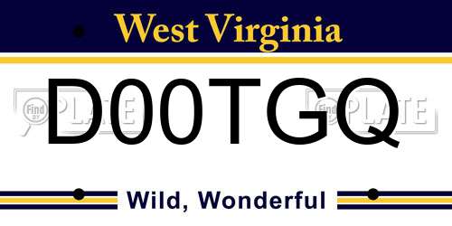 D00TGQ West Virginia License Plate