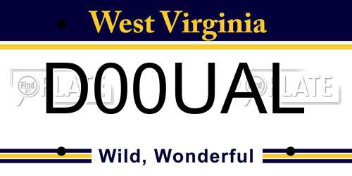 D00UAL West Virginia License Plate